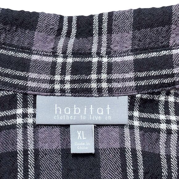 HABITAT Plaid Crinkle Tunic Top Gray Black Long Sleeve Shirt Size XL EUC - Picture 4 of 16